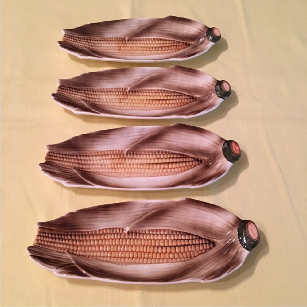 Corn on cob plates 4 set 3D yellow Embassy Quality Products mid century bundle